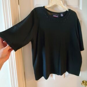 Vintage Westbound Women's XL Embroidered Beaded Neckline Knit Wool/Acrylic Top